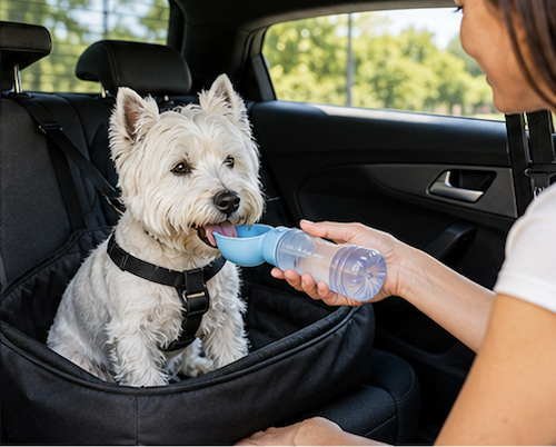 Westie in auto